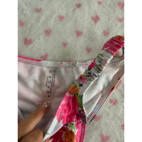 Floral High Cut Cheeky Bright Womens Swim Bikini Bottoms Size M - Picture 4 of 4